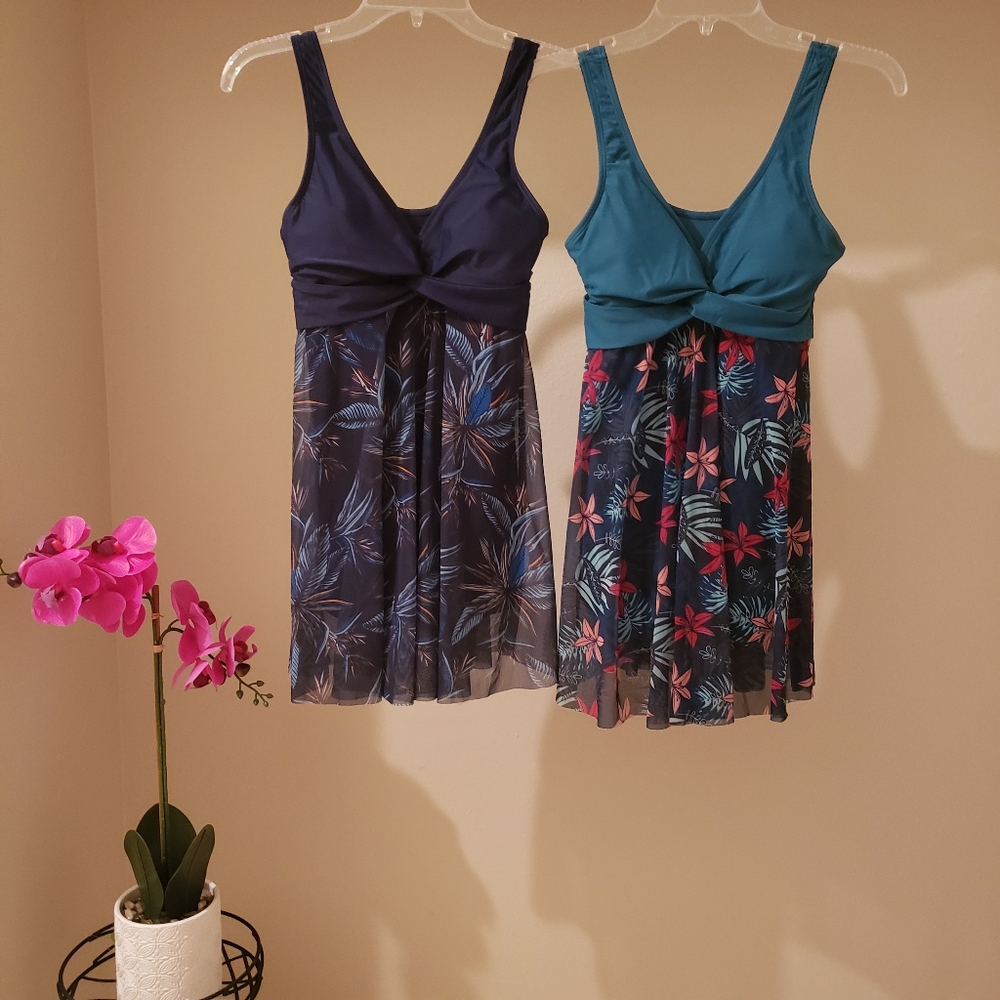 SHEKINI LOT 2 MODEST FLORAL SWIM DRESS MODEST SZ S
